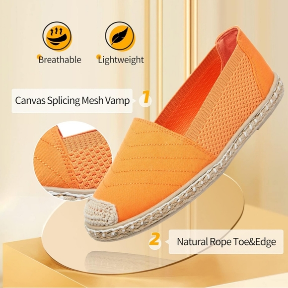 Eydram orange mesh espadrilles, soft flexible soles. Women's size 11. - Picture 9 of 12